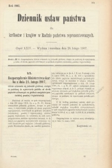 Dziennik Ustaw Państwa dla Królestw i Krajów w Radzie Państwa Reprezentowanych. 1907, cz. 24