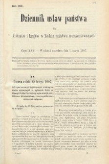 Dziennik Ustaw Państwa dla Królestw i Krajów w Radzie Państwa Reprezentowanych. 1907, cz. 25