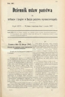 Dziennik Ustaw Państwa dla Królestw i Krajów w Radzie Państwa Reprezentowanych. 1907, cz. 26