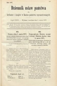Dziennik Ustaw Państwa dla Królestw i Krajów w Radzie Państwa Reprezentowanych. 1907, cz. 32