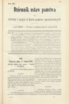 Dziennik Ustaw Państwa dla Królestw i Krajów w Radzie Państwa Reprezentowanych. 1907, cz. 35