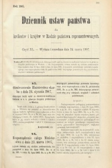 Dziennik Ustaw Państwa dla Królestw i Krajów w Radzie Państwa Reprezentowanych. 1907, cz. 40