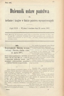 Dziennik Ustaw Państwa dla Królestw i Krajów w Radzie Państwa Reprezentowanych. 1907, cz. 42