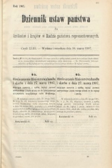 Dziennik Ustaw Państwa dla Królestw i Krajów w Radzie Państwa Reprezentowanych. 1907, cz. 43