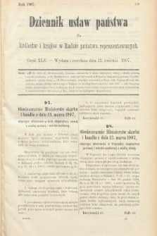 Dziennik Ustaw Państwa dla Królestw i Krajów w Radzie Państwa Reprezentowanych. 1907, cz. 45