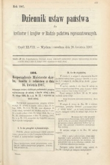 Dziennik Ustaw Państwa dla Królestw i Krajów w Radzie Państwa Reprezentowanych. 1907, cz. 48