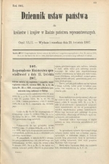 Dziennik Ustaw Państwa dla Królestw i Krajów w Radzie Państwa Reprezentowanych. 1907, cz. 49