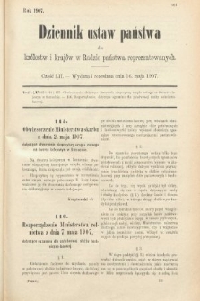 Dziennik Ustaw Państwa dla Królestw i Krajów w Radzie Państwa Reprezentowanych. 1907, cz. 52