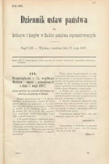 Dziennik Ustaw Państwa dla Królestw i Krajów w Radzie Państwa Reprezentowanych. 1907, cz. 53