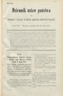 Dziennik Ustaw Państwa dla Królestw i Krajów w Radzie Państwa Reprezentowanych. 1907, cz. 54