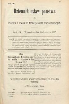 Dziennik Ustaw Państwa dla Królestw i Krajów w Radzie Państwa Reprezentowanych. 1907, cz. 59