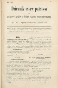 Dziennik Ustaw Państwa dla Królestw i Krajów w Radzie Państwa Reprezentowanych. 1907, cz. 61