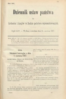 Dziennik Ustaw Państwa dla Królestw i Krajów w Radzie Państwa Reprezentowanych. 1907, cz. 65