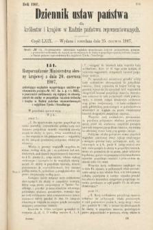 Dziennik Ustaw Państwa dla Królestw i Krajów w Radzie Państwa Reprezentowanych. 1907, cz. 69