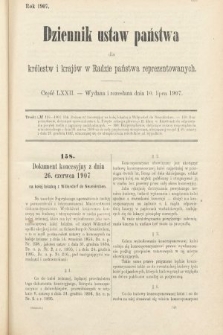 Dziennik Ustaw Państwa dla Królestw i Krajów w Radzie Państwa Reprezentowanych. 1907, cz. 72