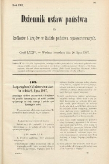 Dziennik Ustaw Państwa dla Królestw i Krajów w Radzie Państwa Reprezentowanych. 1907, cz. 74