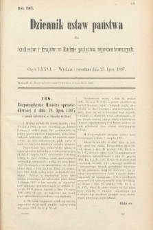 Dziennik Ustaw Państwa dla Królestw i Krajów w Radzie Państwa Reprezentowanych. 1907, cz. 76