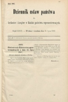 Dziennik Ustaw Państwa dla Królestw i Krajów w Radzie Państwa Reprezentowanych. 1907, cz. 80