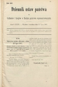 Dziennik Ustaw Państwa dla Królestw i Krajów w Radzie Państwa Reprezentowanych. 1907, cz. 81