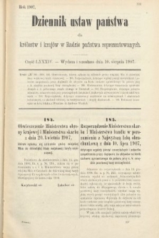 Dziennik Ustaw Państwa dla Królestw i Krajów w Radzie Państwa Reprezentowanych. 1907, cz. 84