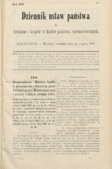 Dziennik Ustaw Państwa dla Królestw i Krajów w Radzie Państwa Reprezentowanych. 1907, cz. 87