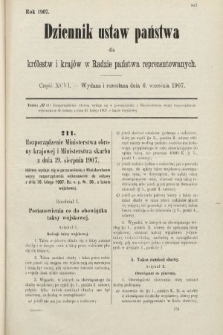Dziennik Ustaw Państwa dla Królestw i Krajów w Radzie Państwa Reprezentowanych. 1907, cz. 96