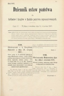 Dziennik Ustaw Państwa dla Królestw i Krajów w Radzie Państwa Reprezentowanych. 1907, cz. 100