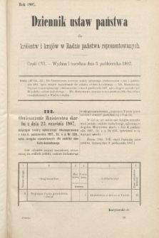 Dziennik Ustaw Państwa dla Królestw i Krajów w Radzie Państwa Reprezentowanych. 1907, cz. 106