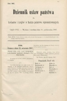 Dziennik Ustaw Państwa dla Królestw i Krajów w Radzie Państwa Reprezentowanych. 1907, cz. 108