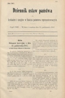 Dziennik Ustaw Państwa dla Królestw i Krajów w Radzie Państwa Reprezentowanych. 1907, cz. 113