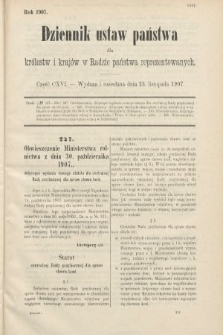 Dziennik Ustaw Państwa dla Królestw i Krajów w Radzie Państwa Reprezentowanych. 1907, cz. 116