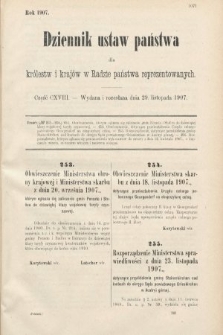 Dziennik Ustaw Państwa dla Królestw i Krajów w Radzie Państwa Reprezentowanych. 1907, cz. 118