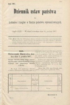 Dziennik Ustaw Państwa dla Królestw i Krajów w Radzie Państwa Reprezentowanych. 1907, cz. 121