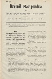 Dziennik Ustaw Państwa dla Królestw i Krajów w Radzie Państwa Reprezentowanych. 1907, cz. 127