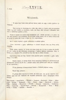 [Kadencja III, sesja VI, al. 68] Alegata do Sprawozdań Stenograficznych z Szóstej Sesyi Trzeciego Peryodu Sejmu Krajowego Królestwa Galicyi i Lodomeryi Wraz z Wielkiem Księstwem Krakowskiem z roku 1875. Alegat 68