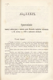 [Kadencja III, sesja VI, al. 79] Alegata do Sprawozdań Stenograficznych z Szóstej Sesyi Trzeciego Peryodu Sejmu Krajowego Królestwa Galicyi i Lodomeryi Wraz z Wielkiem Księstwem Krakowskiem z roku 1875. Alegat 79