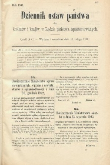Dziennik Ustaw Państwa dla Królestw i Krajów w Radzie Państwa Reprezentowanych. 1903, cz. 16