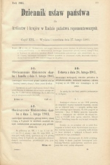 Dziennik Ustaw Państwa dla Królestw i Krajów w Radzie Państwa Reprezentowanych. 1903, cz. 19