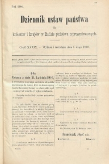 Dziennik Ustaw Państwa dla Królestw i Krajów w Radzie Państwa Reprezentowanych. 1903, cz. 39