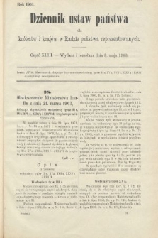 Dziennik Ustaw Państwa dla Królestw i Krajów w Radzie Państwa Reprezentowanych. 1903, cz. 43