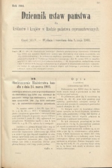 Dziennik Ustaw Państwa dla Królestw i Krajów w Radzie Państwa Reprezentowanych. 1903, cz. 44