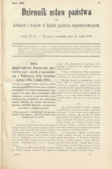 Dziennik Ustaw Państwa dla Królestw i Krajów w Radzie Państwa Reprezentowanych. 1903, cz. 46