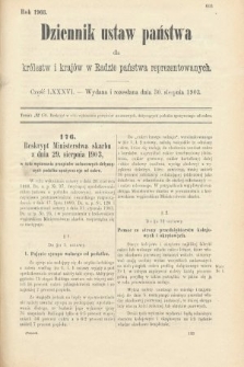 Dziennik Ustaw Państwa dla Królestw i Krajów w Radzie Państwa Reprezentowanych. 1903, cz. 86