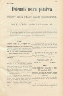 Dziennik Ustaw Państwa dla Królestw i Krajów w Radzie Państwa Reprezentowanych. 1903, cz. 90