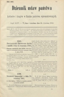 Dziennik Ustaw Państwa dla Królestw i Krajów w Radzie Państwa Reprezentowanych. 1903, cz. 94