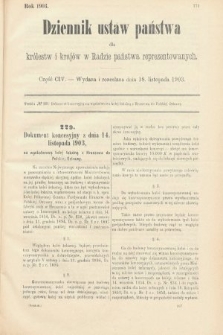 Dziennik Ustaw Państwa dla Królestw i Krajów w Radzie Państwa Reprezentowanych. 1903, cz. 104