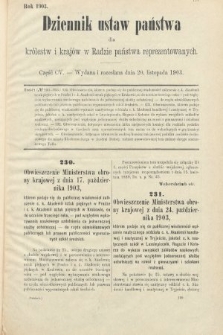 Dziennik Ustaw Państwa dla Królestw i Krajów w Radzie Państwa Reprezentowanych. 1903, cz. 105