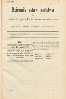 Dziennik Ustaw Państwa dla Królestw i Krajów w Radzie Państwa Reprezentowanych. 1903, cz. 112