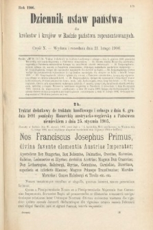 Dziennik Ustaw Państwa dla Królestw i Krajów w Radzie Państwa Reprezentowanych. 1906, cz. 10