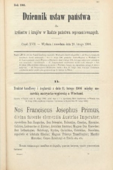 Dziennik Ustaw Państwa dla Królestw i Krajów w Radzie Państwa Reprezentowanych. 1906, cz. 17